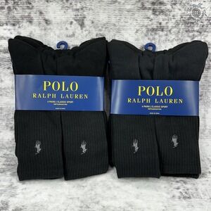 NWT Lot Of 2 6 Packs‎ Polo Ralph Lauren Sport Crew Socks Black Grey Men's 10-13